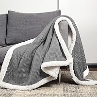 Vista 1 de downluxe Manta Sherpa para sofá, manta suave de punto gofre grueso gris para sofá y cama, 50 x 60 pulgadas