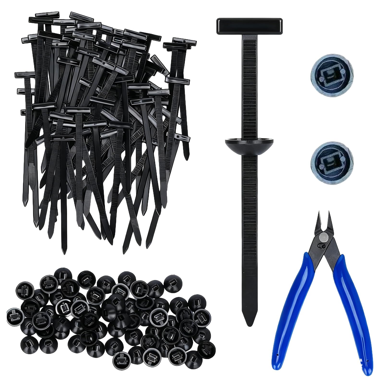 FrostyFlair Cable Tie Buckle, 120 Pieces Nylon Buckles and Fasteners & UV Resistant Cable Clip, Universal Cable Tie Buckle with Cutter for Car Body Repair