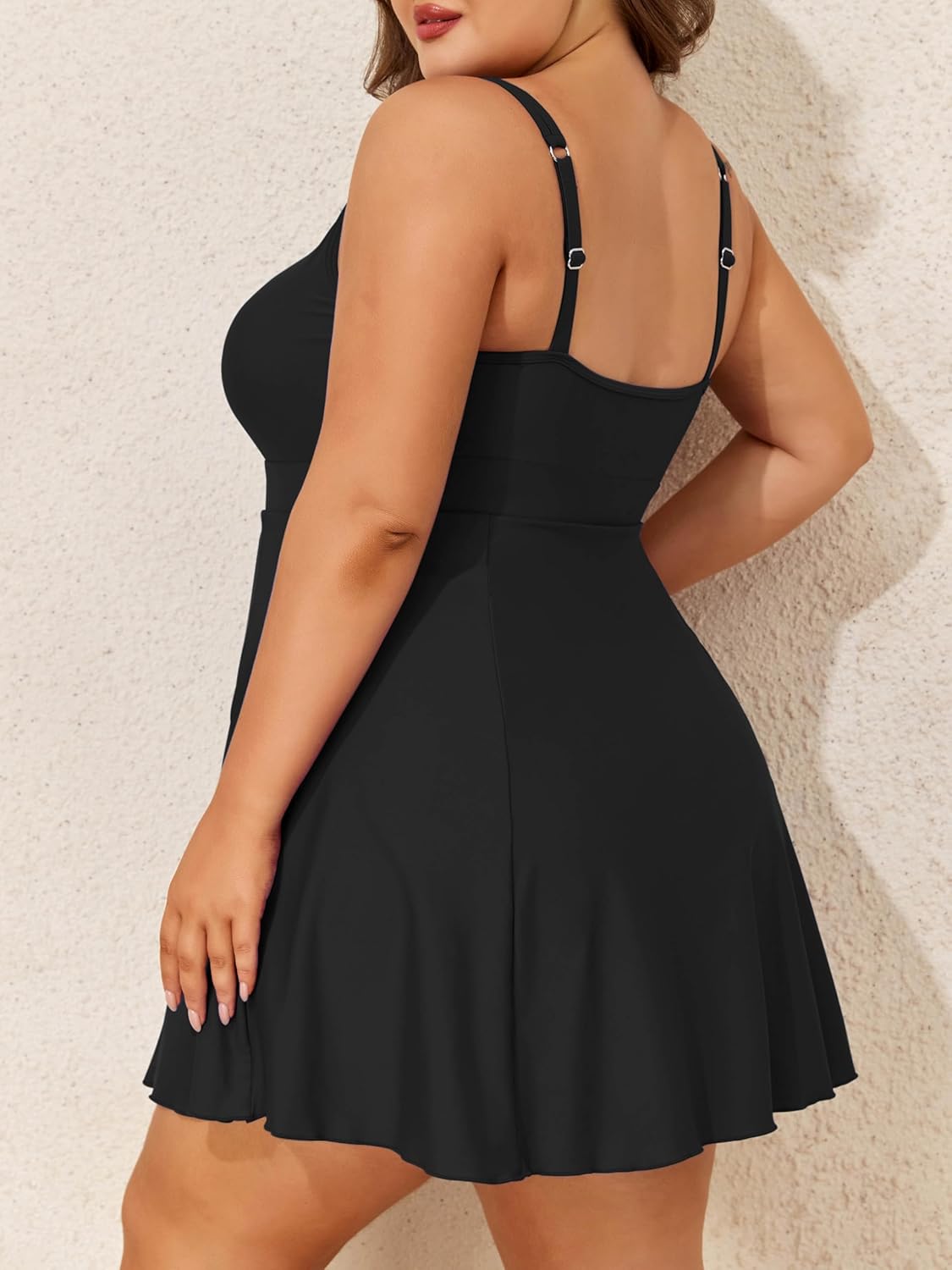 Smismivo Plus Size Swimsuit for Women Tummy Control One Piece Swim Dress Modest Bathing Suit Swim Skirt with Shorts Swimwear