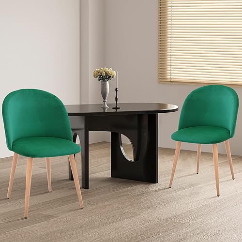 Miniatura 2 de CangLong Mid Century - Juego de 2 sillas tapizadas de terciopelo para cocina, modernas, color verde, 1 Verde,Gris,Aguamarina,Beige,Azul 1