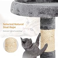 Vista 3 de BestPet Torre para Gatos de 36" Gris Claro Torre Resistente para Gatos de Múltiples Niveles con Condominio de Felpa, Percha Acogedora, Postes