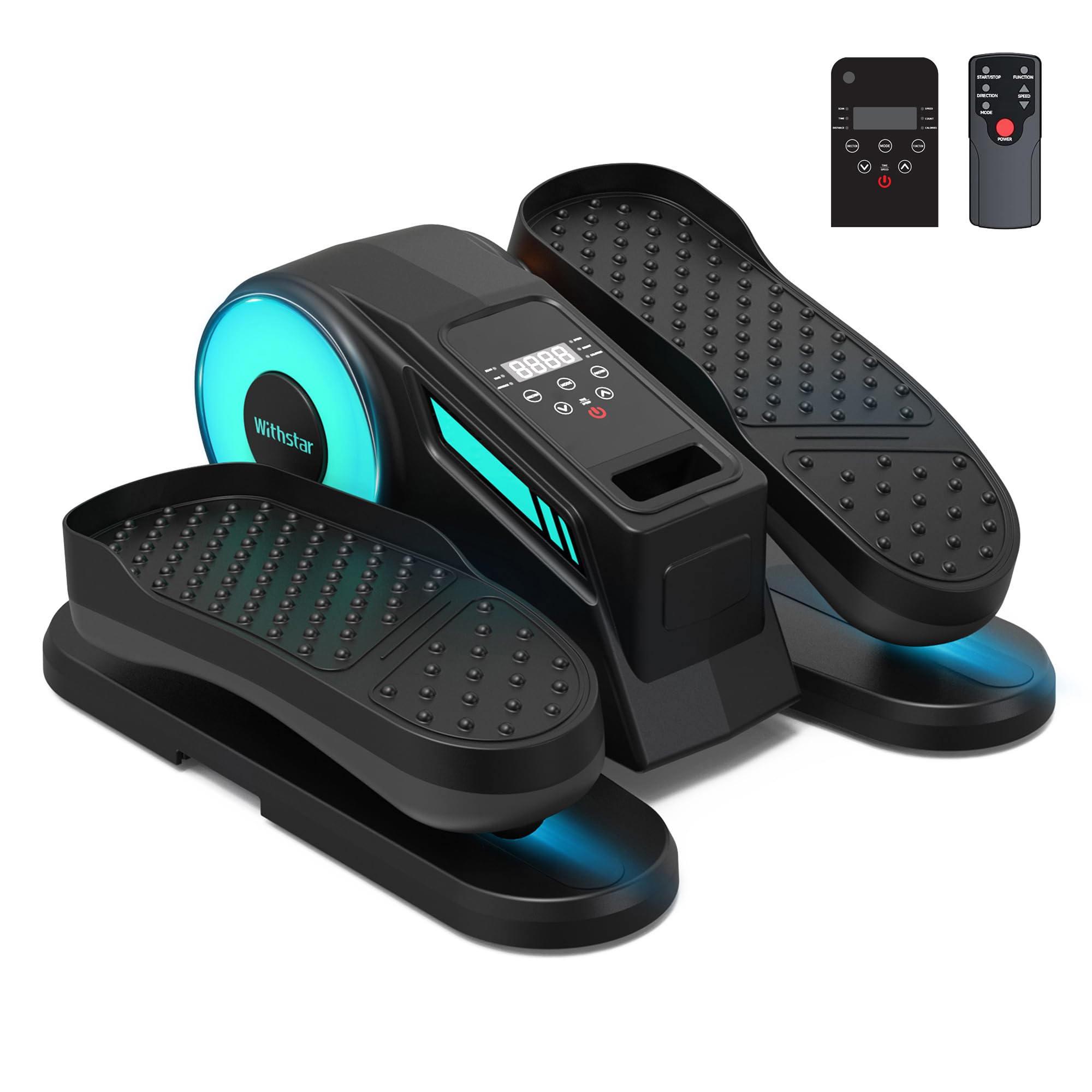 WithStar Under Desk Elliptical Machine, Electric Seated Pedal Exerciser for Seniors & Home Office, Whisper Quiet Motorized Leg Exerciser with 12 Adjustable Speeds, Low Impact Recovery Workout (Black)