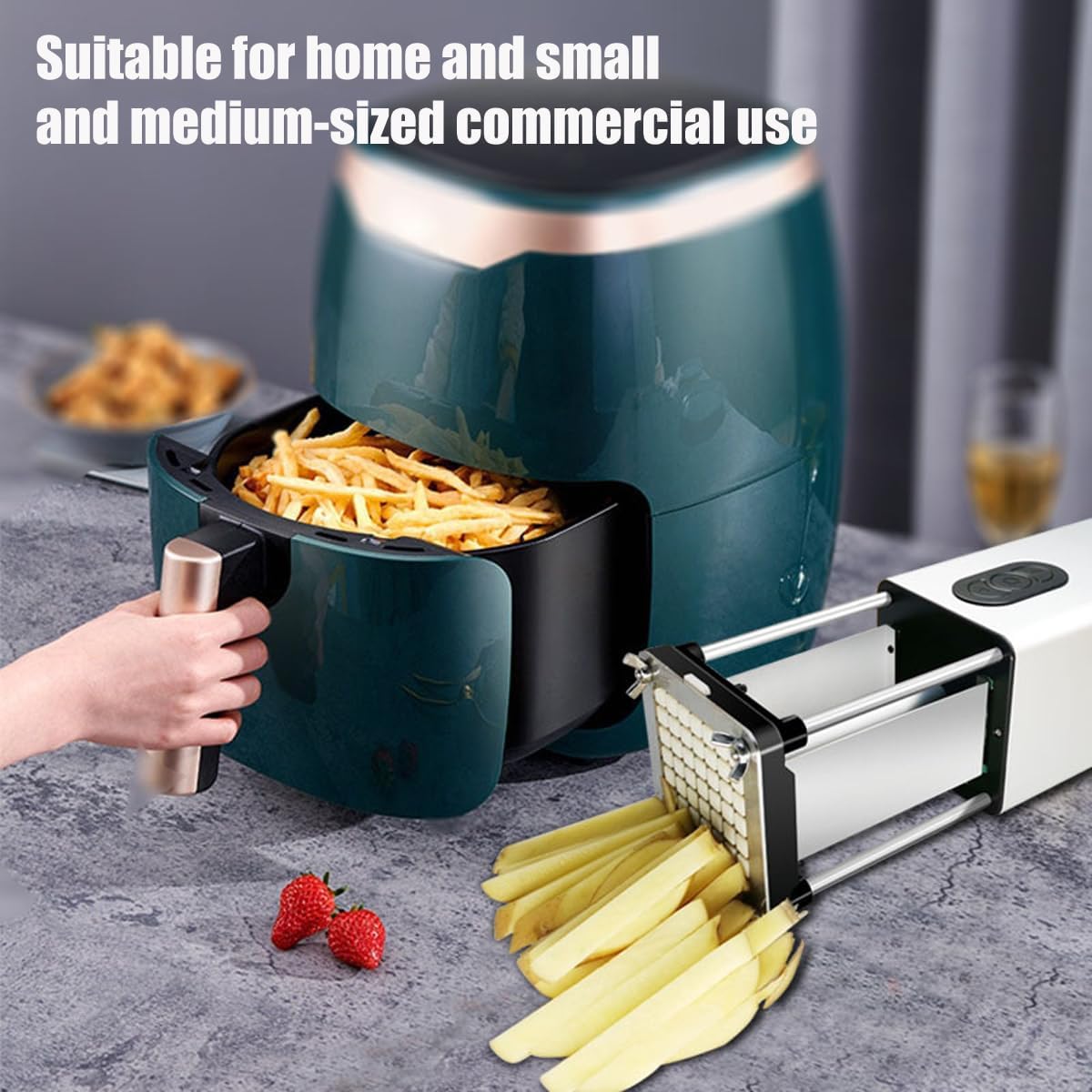 GERRIT Electric French fries cutting machine, household multifunctional electric French fries machine, potato slicer, button control, low noise, stainless steel French fries cutting machine