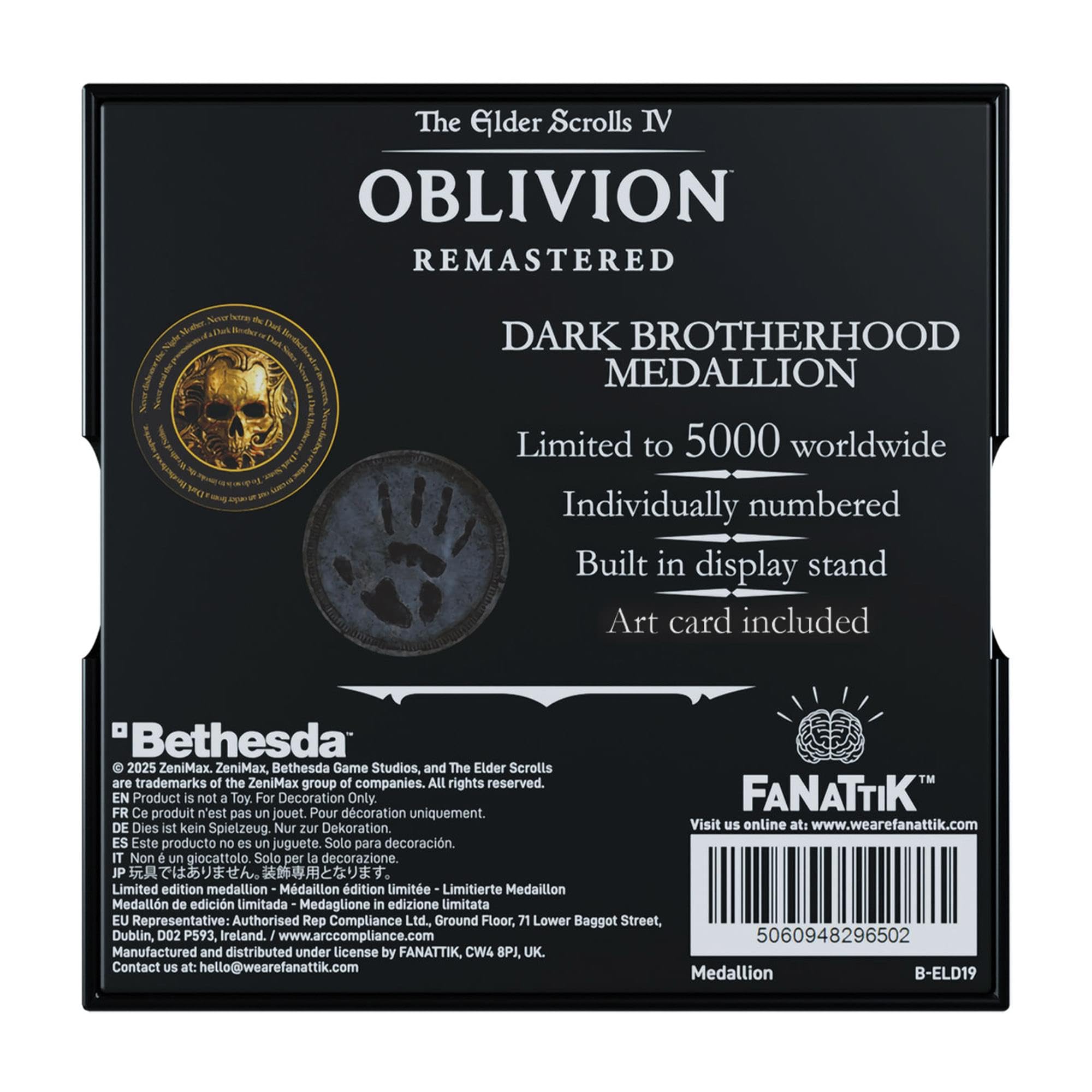 Fanattik The Elder Scrolls IV : Oblivion Dark Brotherhood Médaillon en métal édition limitée