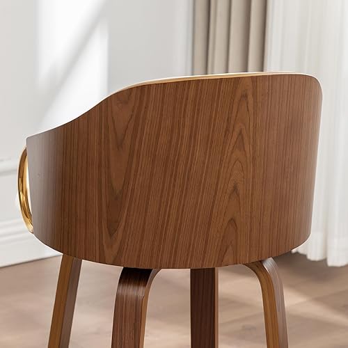 Miniatura 33 de Taburetes de bar de altura de mostrador, sillas de bar modernas ajustables de mediados de siglo con patas y brazos de acero inoxidable dorado para