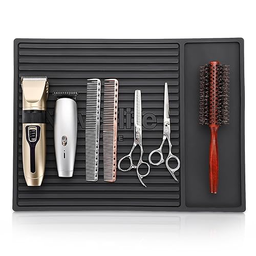 Noverlife Alfombrilla de peluquería de 16 x 12 pulgadas, almohadilla de goma resistente para mesa de peluquería resistente al calor, estación de