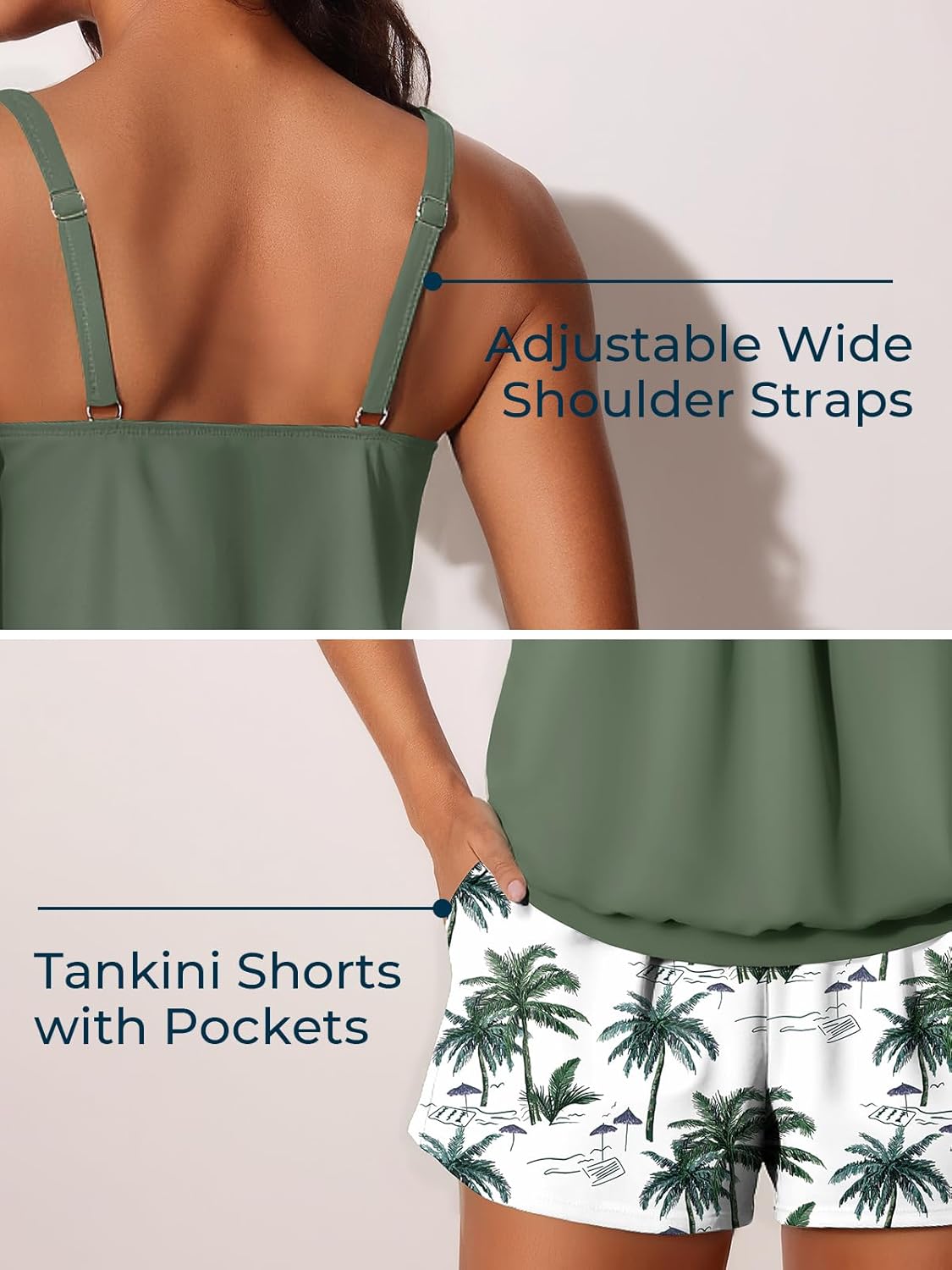 Summer Mae Blouson Womens Tankini Swimsuits 2026 Modest Tummy Control Bathing Suits Swim Shorts with Pockets for Beach - Image 6