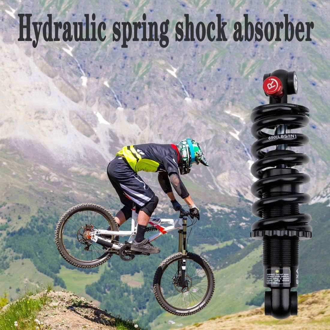 Mountain Bike Rear Shock Absorber 125mm/ 150mm/ 165mm/ 190mm Adjustable Damping for Downhill Road Bike MTB Bicycle (Size : 150mm/650Lbs)