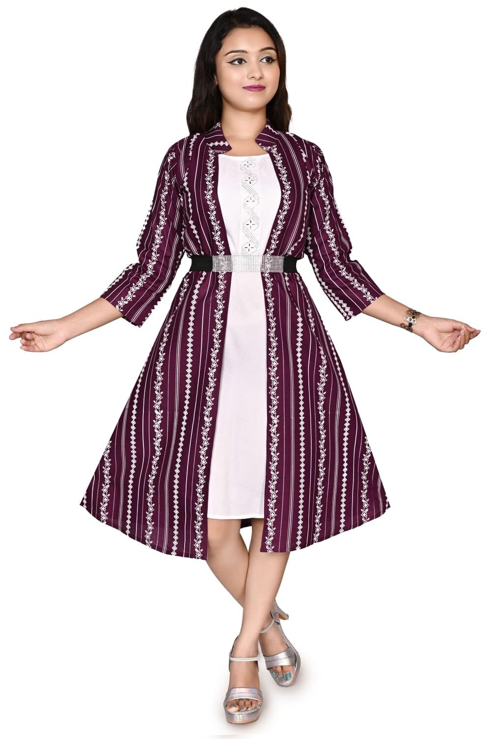 Jbegamdesigner Dress One Piece Layered Kurta Gown With Jacket