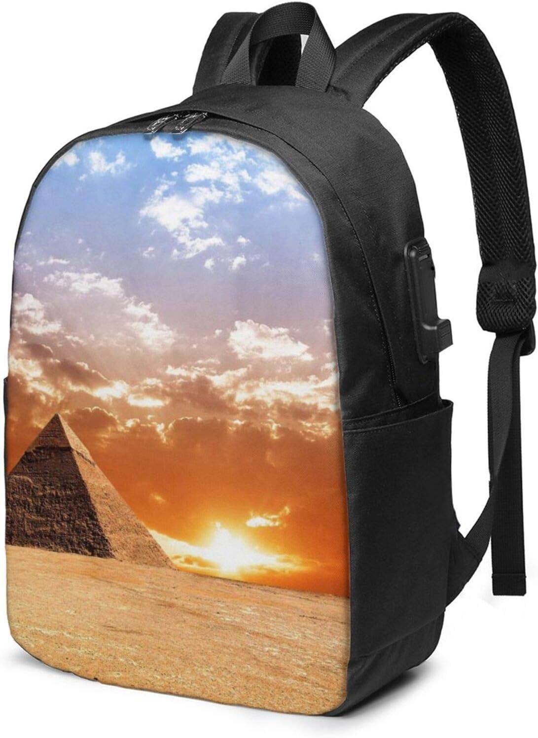 Usb Backpack Egyptian Pyramids Laptop Backpack Fit 17 Inch
