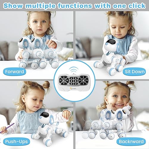 Miniatura 3 de Perro robot, perro a control remoto para niños con detección táctil de cabeza y función de música, robot interactivo programable, divertido juguete
