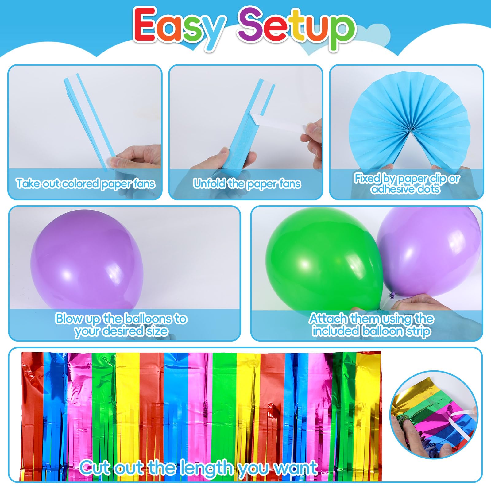 85 Stück Buntstifte, Halloween-Dekoration für Kofferraum oder Leckereien, bunte Buntstifte, Hintergrund, aufblasbare Buntstifte, Regenbogen-Folie, Fransenvorhang, Papierfächer, Luftballons, Aufkleber