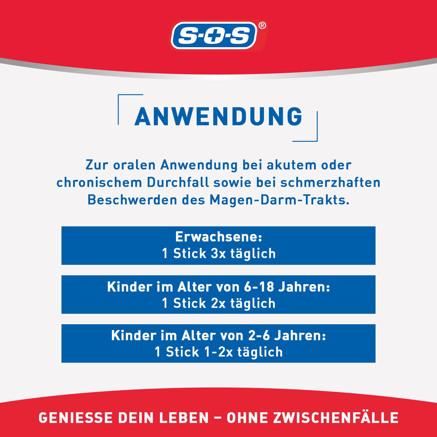 SOS Durchfall AKUT (6x 10 Sachets) – 3 g Diosmektit pro Stick – Bei akutem Durchfall & Magen-Darm-Beschwerden – Ab 2 Jahren – Orangen-Geschmack – 10 Sachets zur Auflösung in Wasser