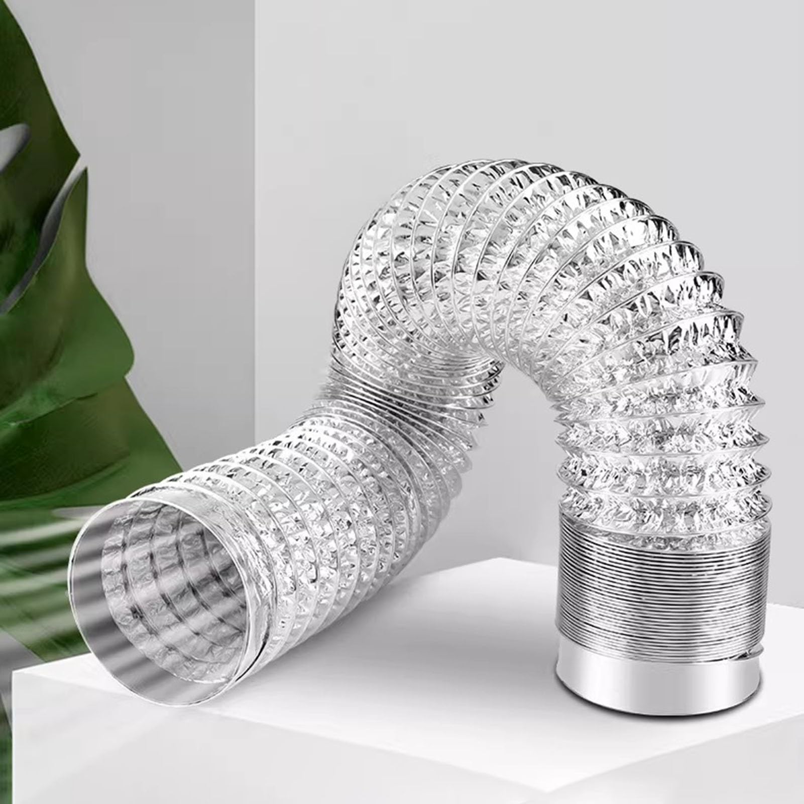 Vibeo Tubo Cappa Tubo di Ventilazione in Alluminio per Asciugatrice, Condotto Flessibile per Impianti di Climatizzazione, Tubo di Aspirazione per Cappa da Cucina(17cm(6.7in),L 150cm(4.9ft))