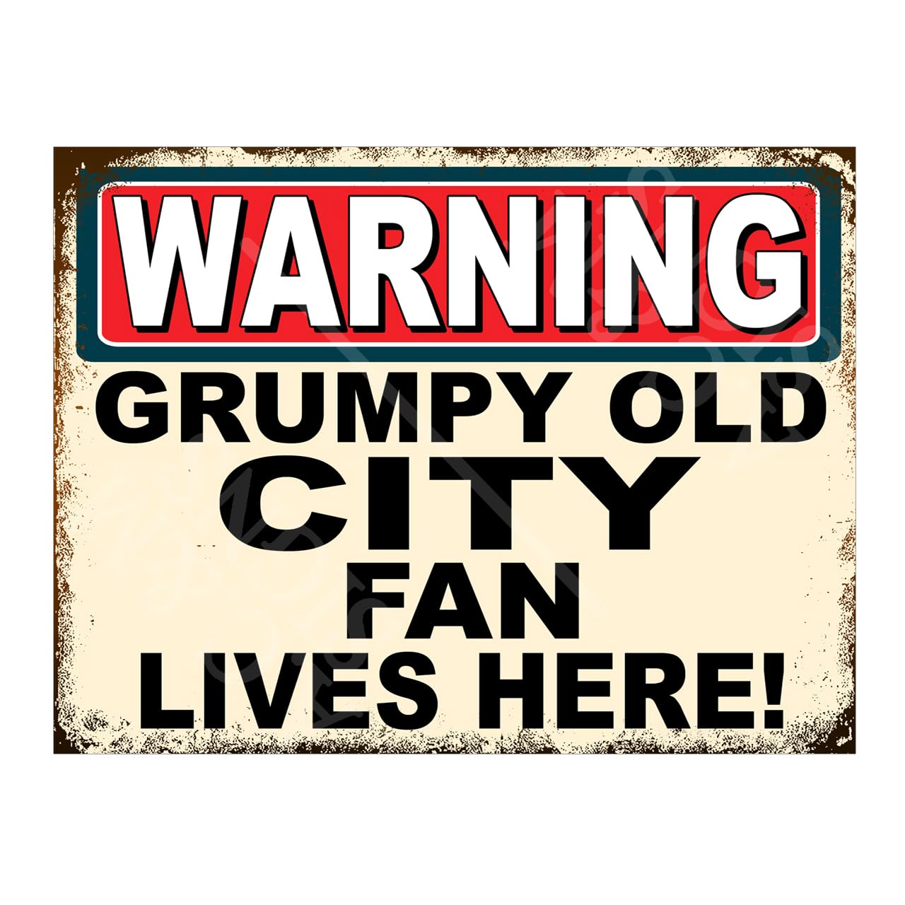 Metal Sign Plaque Print Poster Funny Number One City Fan Lives Here Football Gift Dad Man Cave Shed Home Bar Ref7577 (8x6 inches (Approx) 20cmx15cm)