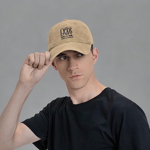 Miniatura 7 de Divertida gorra de béisbol con texto en inglés "I Fix Stuff and I Know Things" para hombre