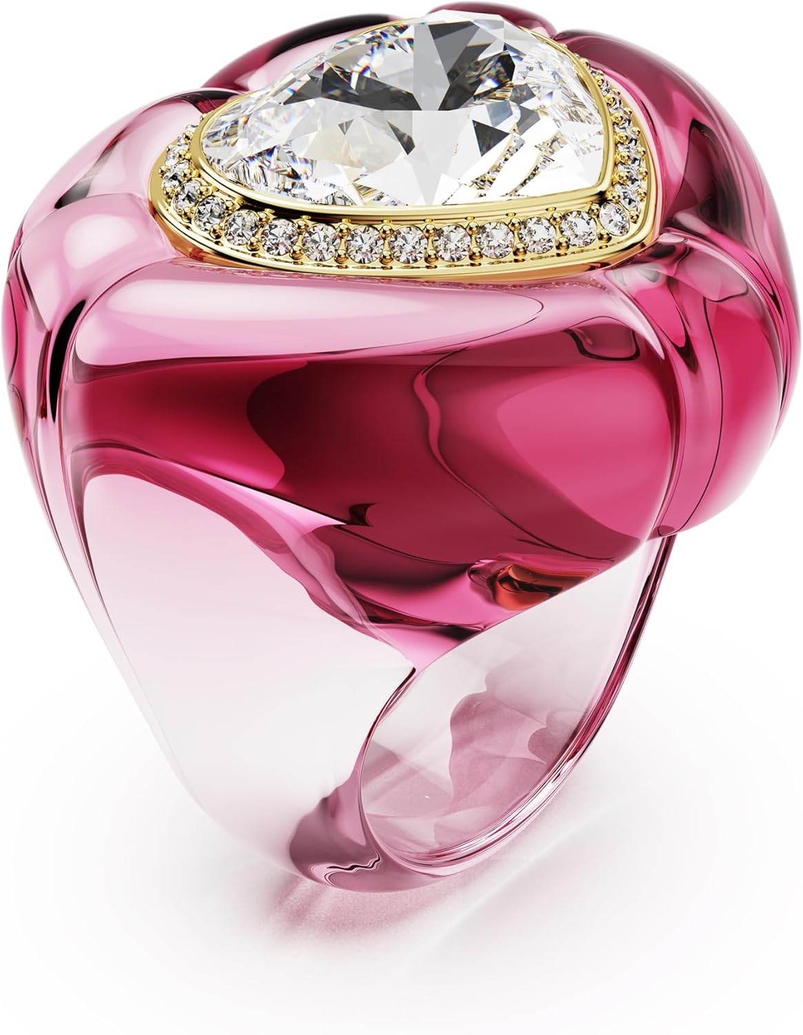 Swarovski Dulcis cocktail ring, Heart cut, Pavé, Heart, Pink, Size 6 3/4 - Image 2