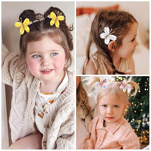 Miniatura 3 de Oaoleer Pinzas para el cabello de mariposa, 10 unidades de mini lazo de satén coloridos pasadores para bebés, niñas, mujeres, Halloween, cosplay,