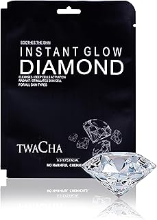 TWACHA Instant Glow Diamond Facial Kit | Improves Skin Elasticity, Provides Instant Glow,Deep Cleanses,Brightens and Lightens Patchy Damaged Skin | Suits of All Skin Type | (6 Steps Facial)