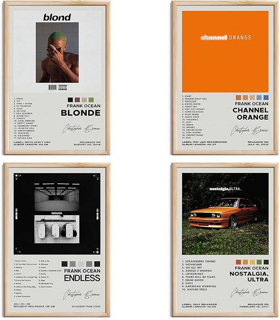 Frank Ocean Signed Limited Album Cover Posters - Canvas Wall Art HD Prints Set of 4 for Teen and Girls Dorm Decor - 8x12 inch Unframed