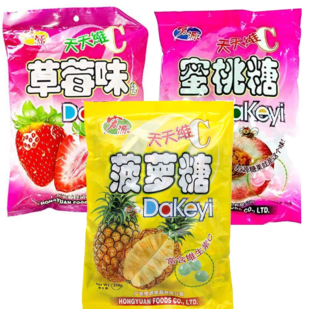 Hong Yuan Strawberry,Pineapple,Peach, Classic Hard Candy