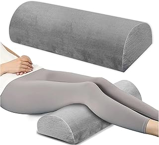 Knee Pillow for Back Sleeping,Half Moon Bolster Pillow for Legs,Knee Pillow for Side Sleeping Leg Pillow for Ankle and Foot Comfort with Adjustable Height Design,Grey(20.5" X 8" X 5")