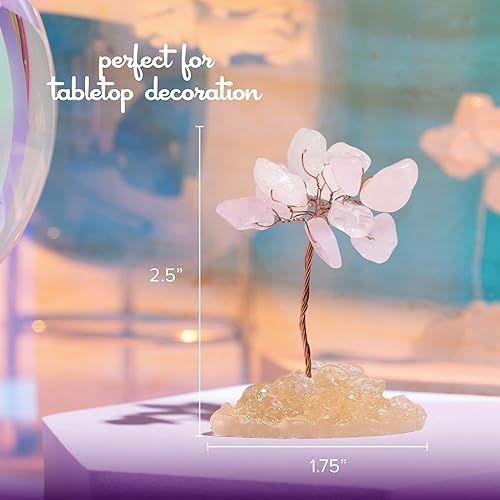 Miniatura 3 de Árbol bonsái de cuarzo rosa, árbol de dinero de cristal, decoración japonesa rosa para dormitorio y oficina, promueve el amor y la bondad por Kalan