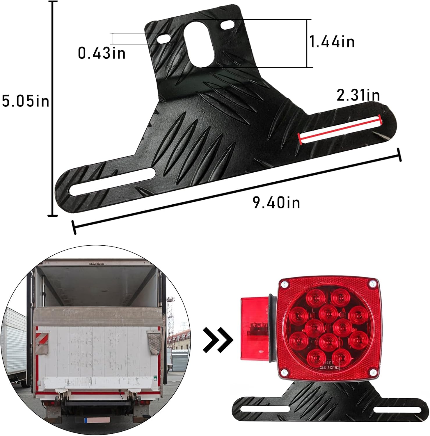 Kewucn Car Aluminum License Plate Light Bracket, Auto License Plate Holder Bracket and Light Mount, Universal Vehicle Exterior Accessories for UTV ATV Trailer Truck RV Motorcycles (Black)