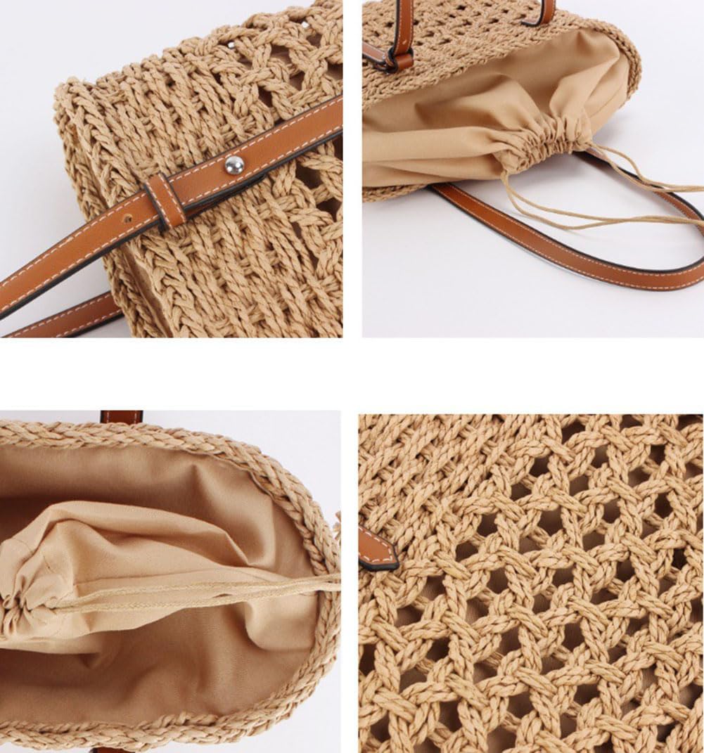 Womens Straw Tote Handbag - Summer Beach Bag with Top Handle - Handwoven Shoulder Bag - 2024 - Image 5