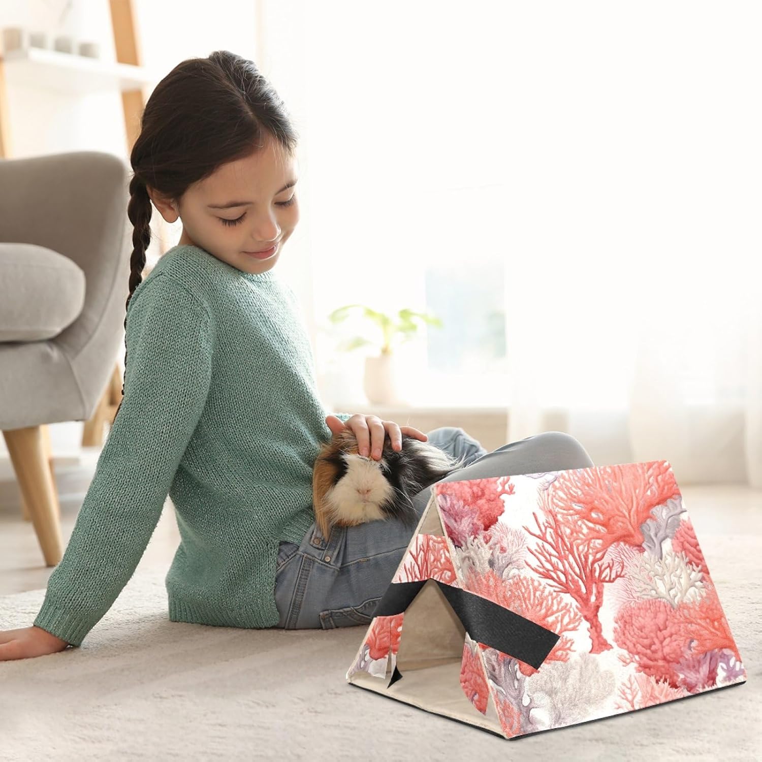 MAgiLL Guinea Pig Bed, Comfortable Hamster House, Hiding Place for Small Pets, Foldable Bed nest Suitable for pet nests of Short Rabbits, Rabbits, Ferrets, mice, and Hedgehogs