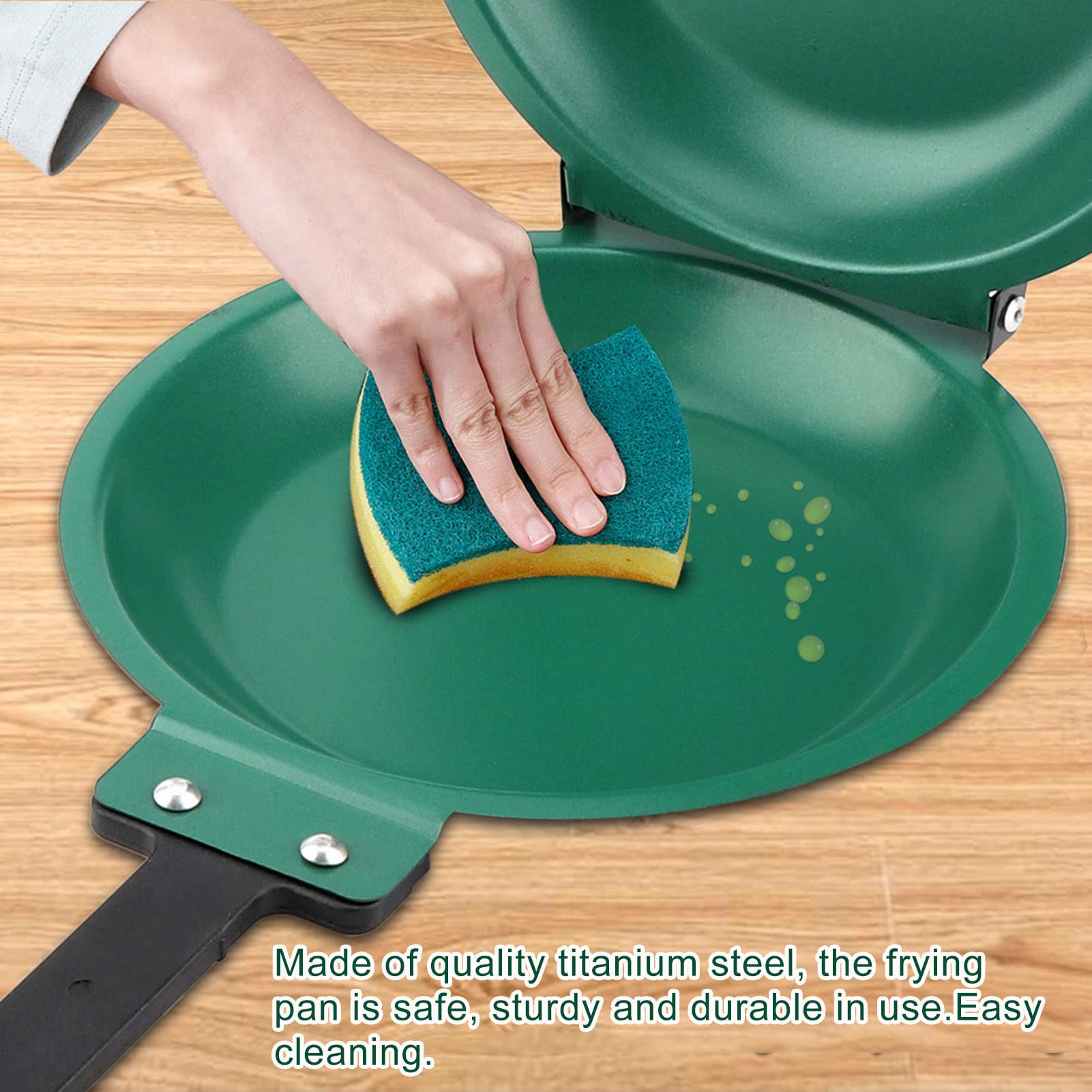 MOUMOUTENon-Stick Steel Coating Flip Frying Pan, Double Side Pancake Maker for Household