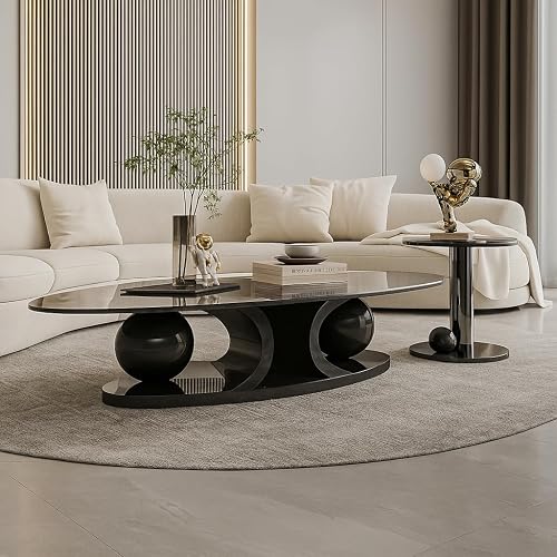 Isabel Marble Top Coffee Table-Black