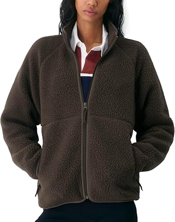 Hixiaohe Womens Fuzzy Fleece Jacket Fall Winter Warm Long Sleeve Sherpa Coats Casual Full Zip Up Outerwear with Pockets