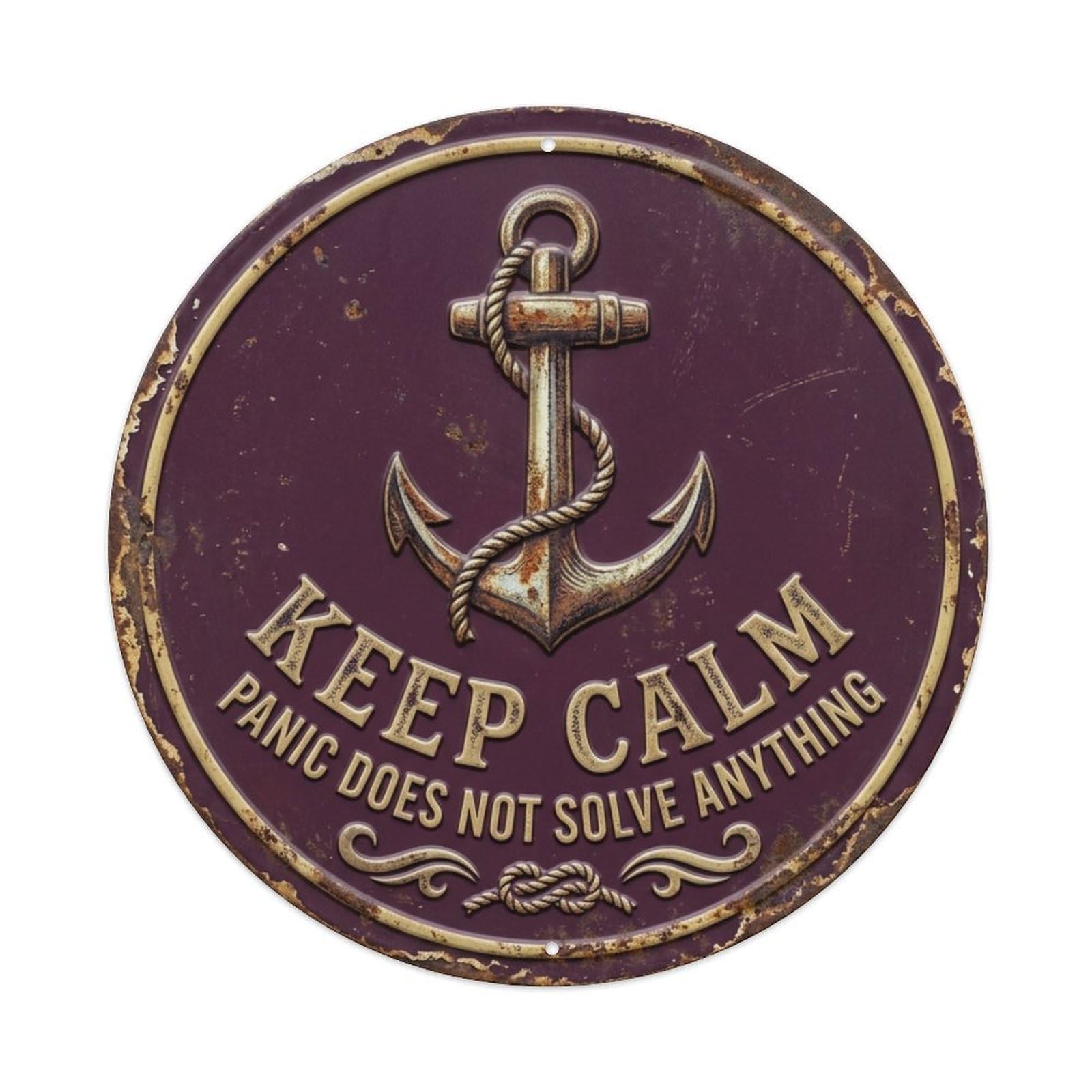 Anchor Calm Study Vintage Metal Tin Sign Plaque Wall Decor for Cafe, Club Bar, Office, Garden Metal Poster 8x8Inch