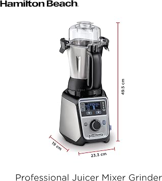 Hamilton Beach Juicer Mixer Grinder, 1400W, 2.2 Peak HP, Stainless Steel, 13 Program Settings, Leakproof Jars, Universal Blade, Safety Features, Ideal for Indian Cooking & Blending - 58770-SAU