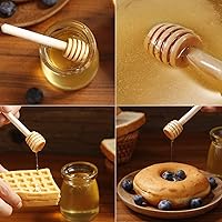 Vista 5 de 48 palitos de miel, mini palito de panal de madera de 3 pulgadas, cucharas de miel pequeñas agitador para tarro de miel, dispensar miel y regalos