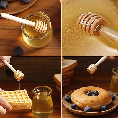 Wooden Honey Stir Stick Long Handle Wood Dipper Honey Bar Spoon Practical Honey Wooden Spoons Mixing Sticks Kitchen Accessories - 15 - View #4