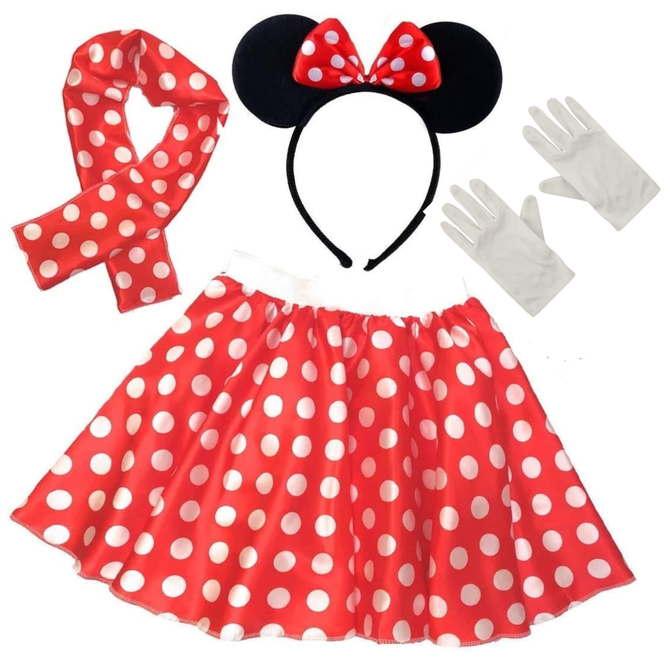 RARA® Minnie Maus Kostüm Für Damen, 4-teilig – Mit Tutu-Rock, Kopfband, Handschuhen & Schleife