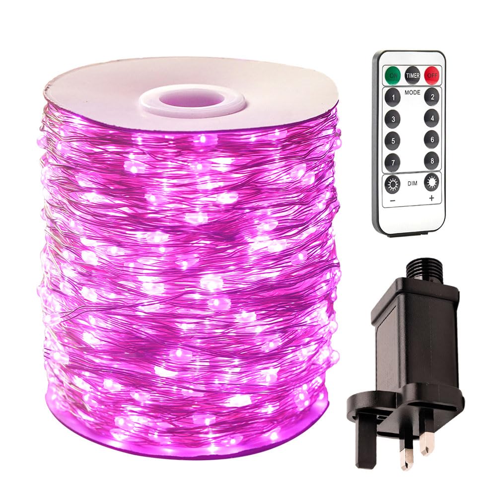 ZELUXDOT Pink Fairy Lights 400 FT Plug in Indoor Long Electric String Lights with Remote Timer 1200 LED for Bedroom Living Room - Image 3
