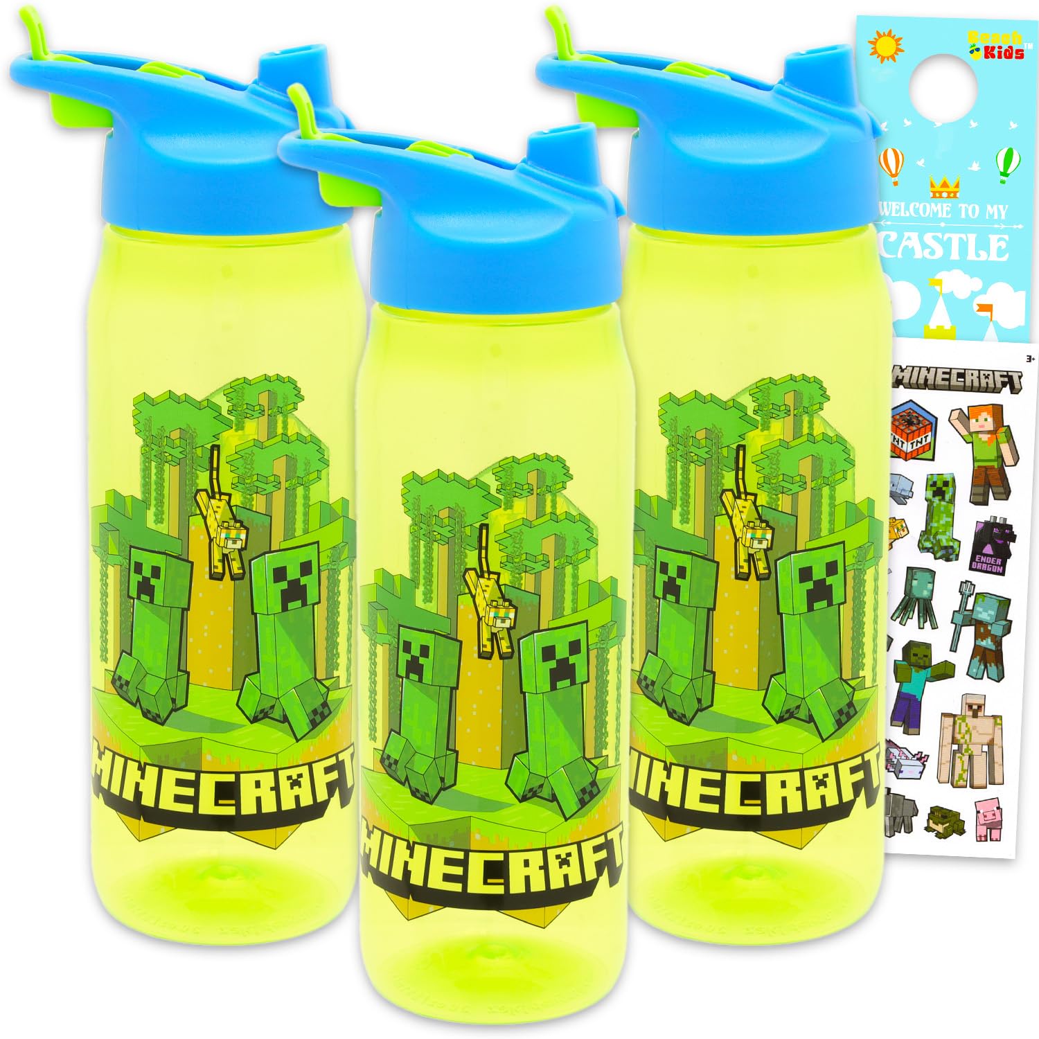 Bouteille d'eau Minecraft anti-fuite 3 récipients rechargeables de 590ml