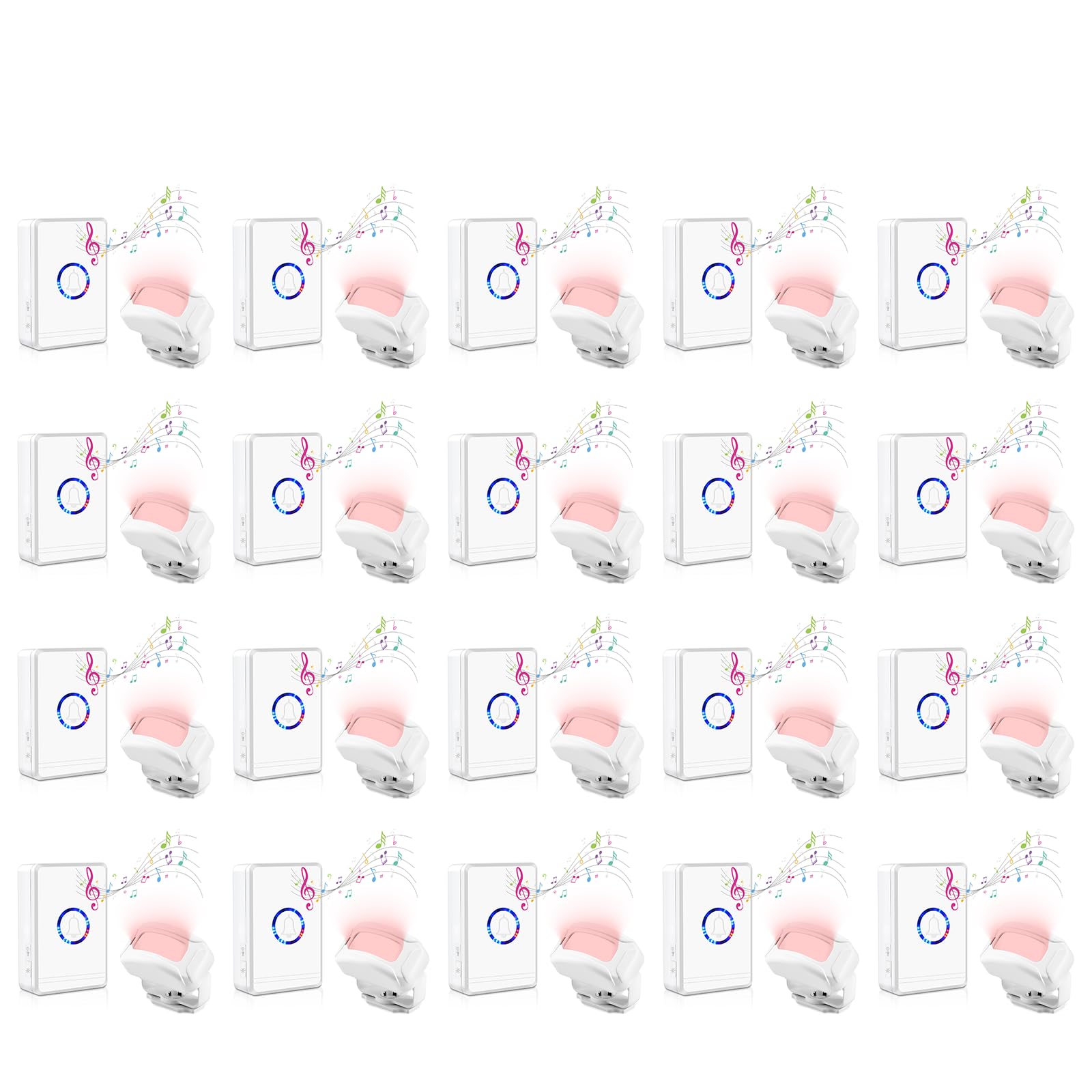 USUPERINK Motion Sensor Bell for Door Entrance,Motion Sensor Chime, Plug in Doorbell Wireless,48 Ringtones, 5 Levels Volume,Easy Installation,1300ft Long Distance,97dB Loud,for Home,Office,Hotel,20PK