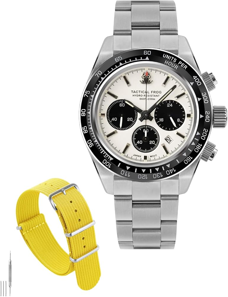 レオナール Amazon.com: TACTICAL FROG Watch for Men 41mm Panda Chronograph
