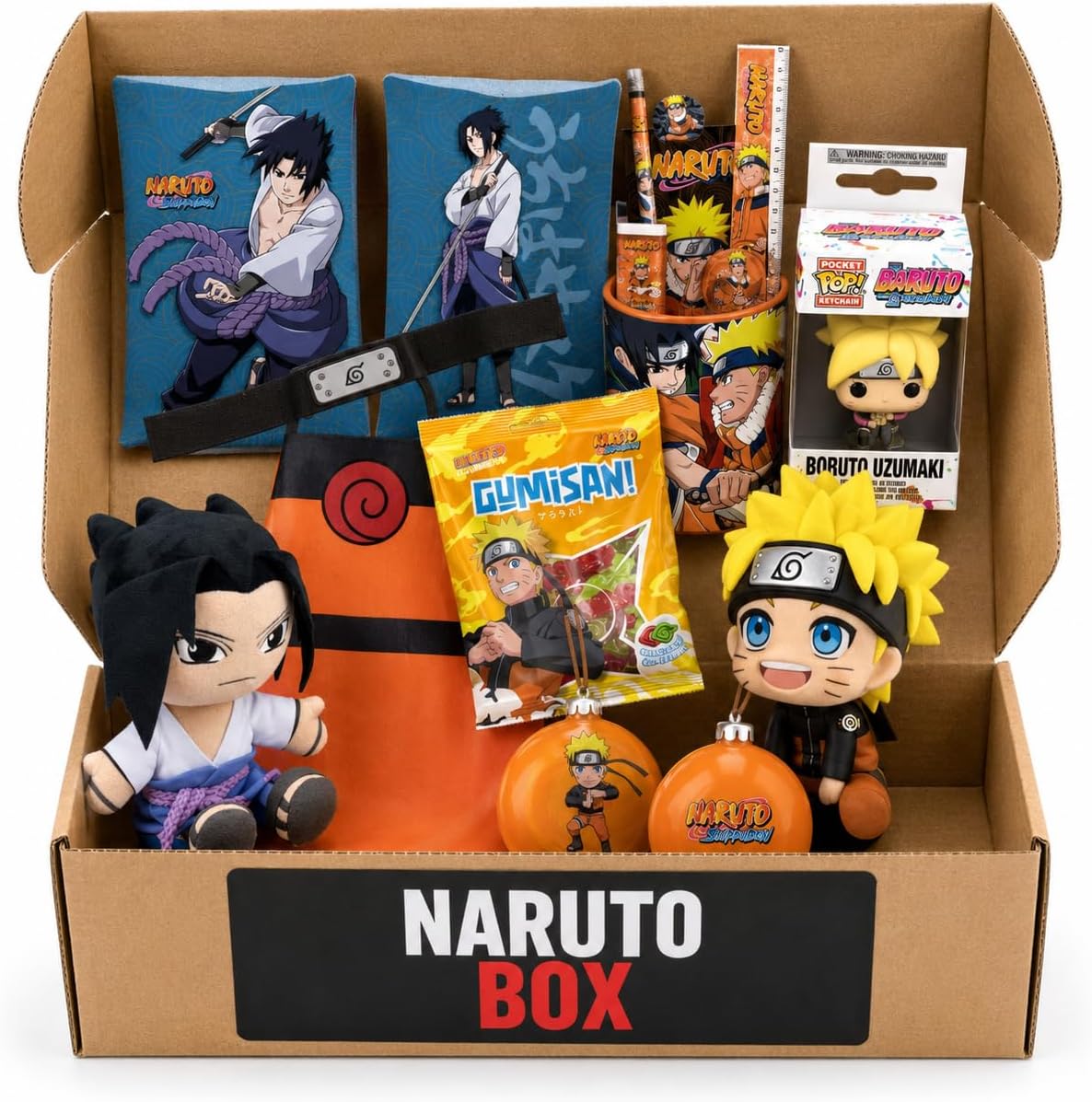 [Naruto Box] Ekskluzywne pudełko dla fanów – zestaw upominkowy premium z 8 wysokiej jakości artykułami ze świata Naruto, Naruto Shippuden & Boruto | figurki, kolekcje i przekąski