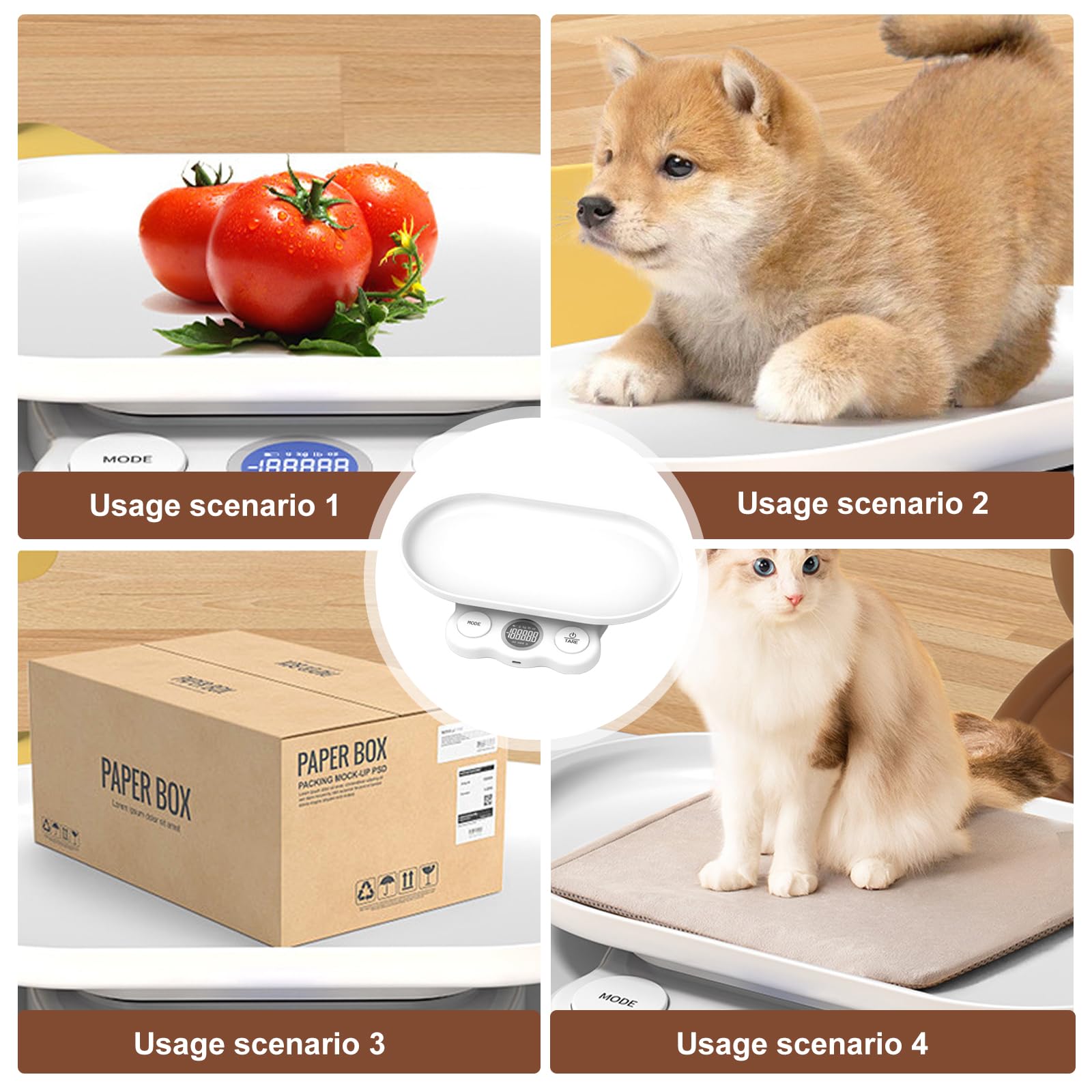 Bilancia per animali di piccola taglia, 15 kg, bilancia digitale per animali domestici, precisa su 1 g, LCD digitale con 7 modalità di pesatura (g/kg/oz/lb/ml/mml/tl), bilancia digitale per bambini