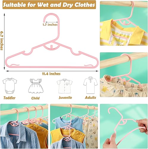 Miniatura 4 de Paquete de 80 perchas de plástico para bebé, perchas para ropa infantil con clips para guardería, perchas que ahorran espacio para organizador de