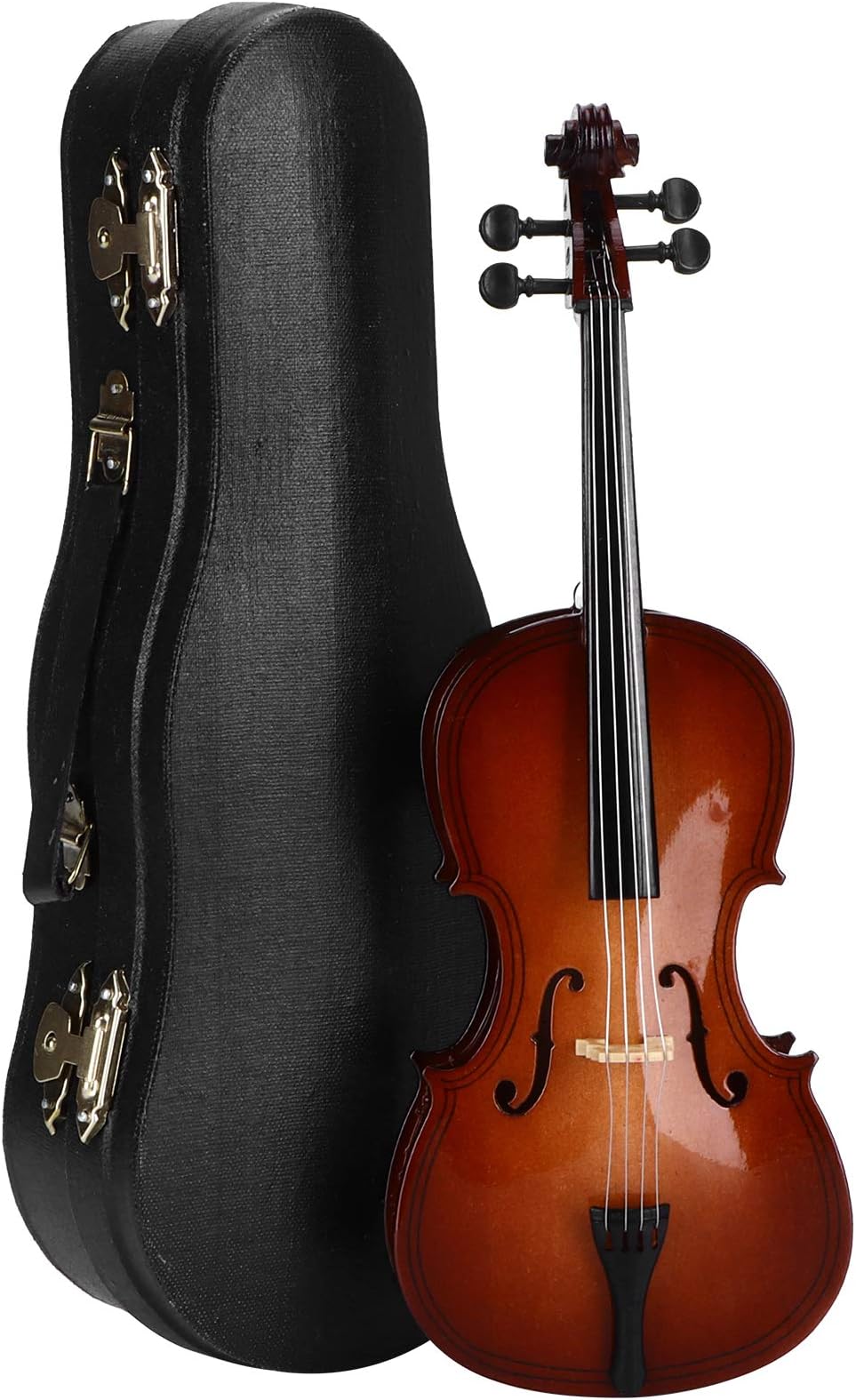 Mini Cello Model Ornament, Miniature Cello with Case Desk Display Bass Musical Instrument Wooden Decoration Delicate Gift Home Decor Ornaments Collectable Gift