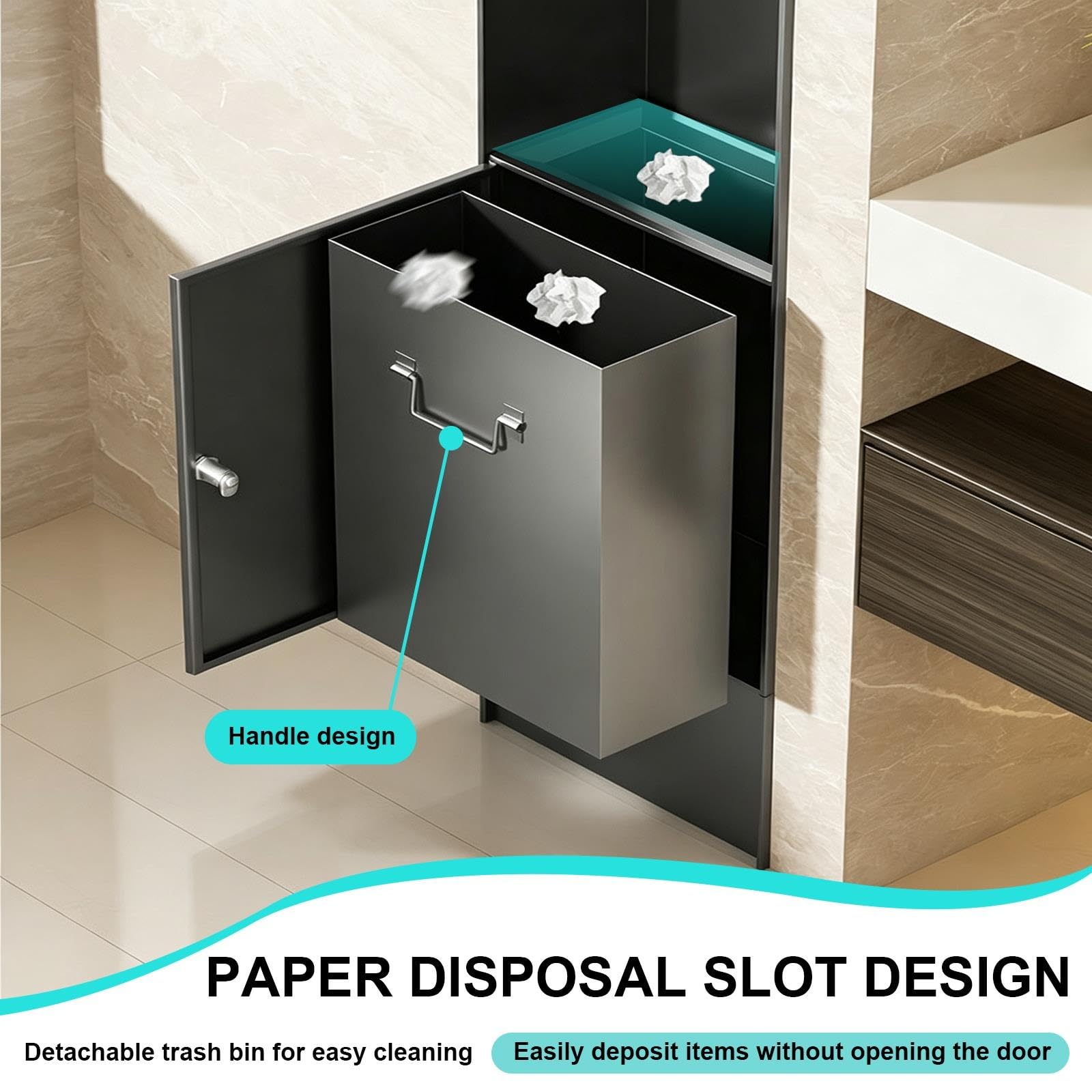 Niche Encastrée en Acier Inoxydable pour Papier Toilette, Rangement Mural