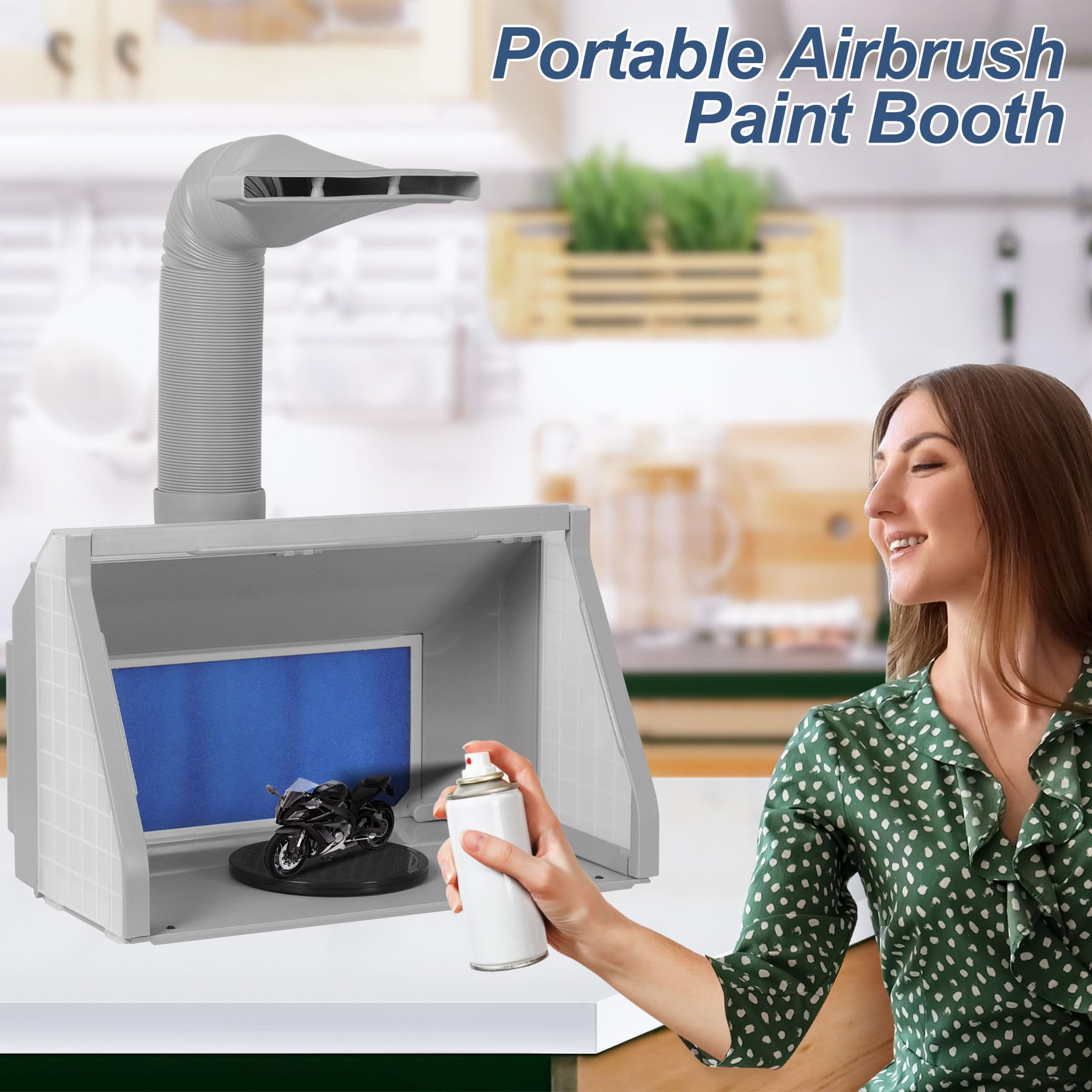 Tragbare Airbrush Spritzkabine mit Dual Abluftventilatoren 3 LED Beleuchtungen