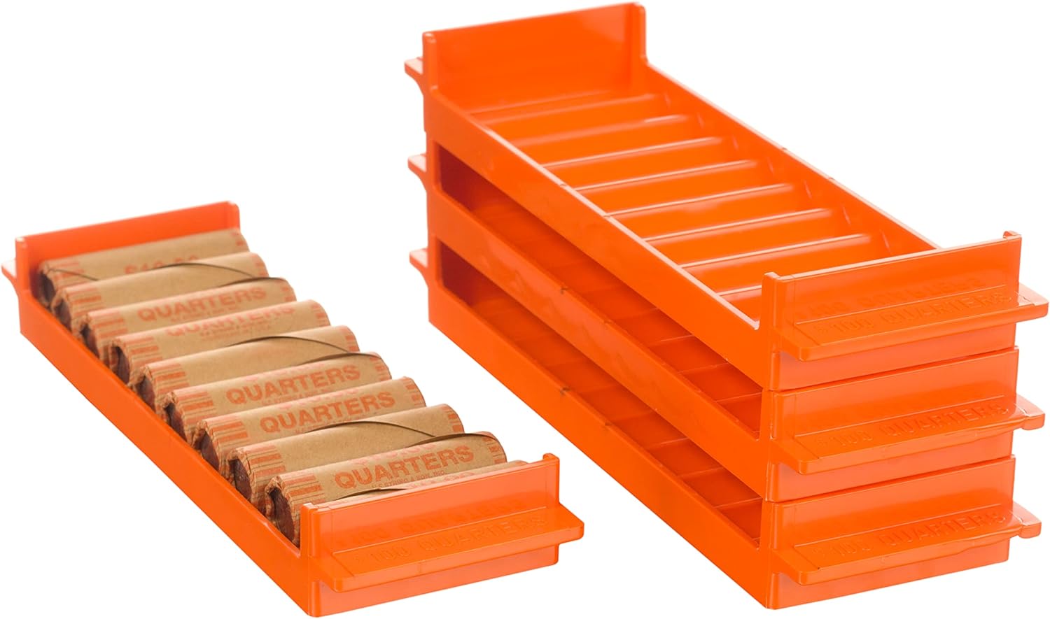 BankSupplies Quarter Rolled Coin Storage Tray | Quarter | 100 Dollar Capacity | 1 Tray Included | Coin Organizer | Rolled Coin Box | Stackable Rolled Quarter Holder