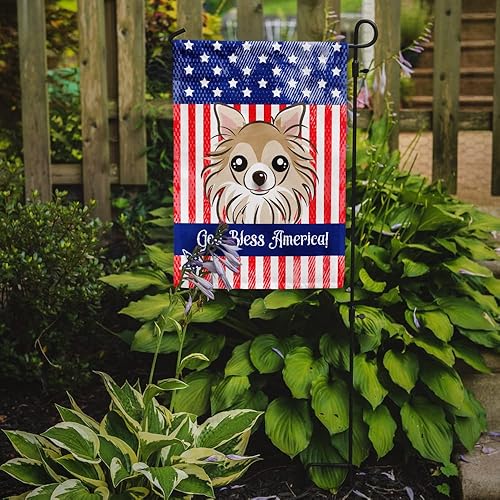 Vista 347 de Caroline's Treasures BB2171GF American Flag and Border Collie Garden Flag Mailbox Flag Decorative Yard Flag Banner Outside Patio Artwork Yard Flower